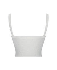 Miss Circle Women's Selene White Wool-Blend Ribbed Knit V-Neck Top