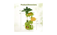 Aostirmotor Tropical-Themed Cat Tree with Self-Grooming Brush, 48-Inch Space-Saving Design with Scratching Posts, Green and Orange Leaves