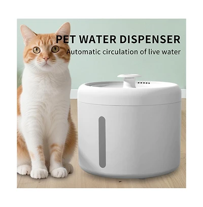 Aostirmotor White Round Pet Water Fountain, 2000ML Automatic Circulating Cat Dog Dispenser