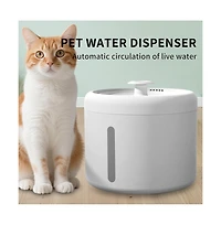 Aostirmotor White Round Pet Water Fountain, 2000ML Automatic Circulating Cat Dog Dispenser