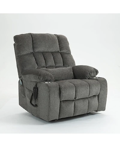 Boyel Living Chenille Lift Recliner with Heat and Massage, 2 Pockets, 2 Cup Holder, 2 Remote, Okin Motor, Dark Grey