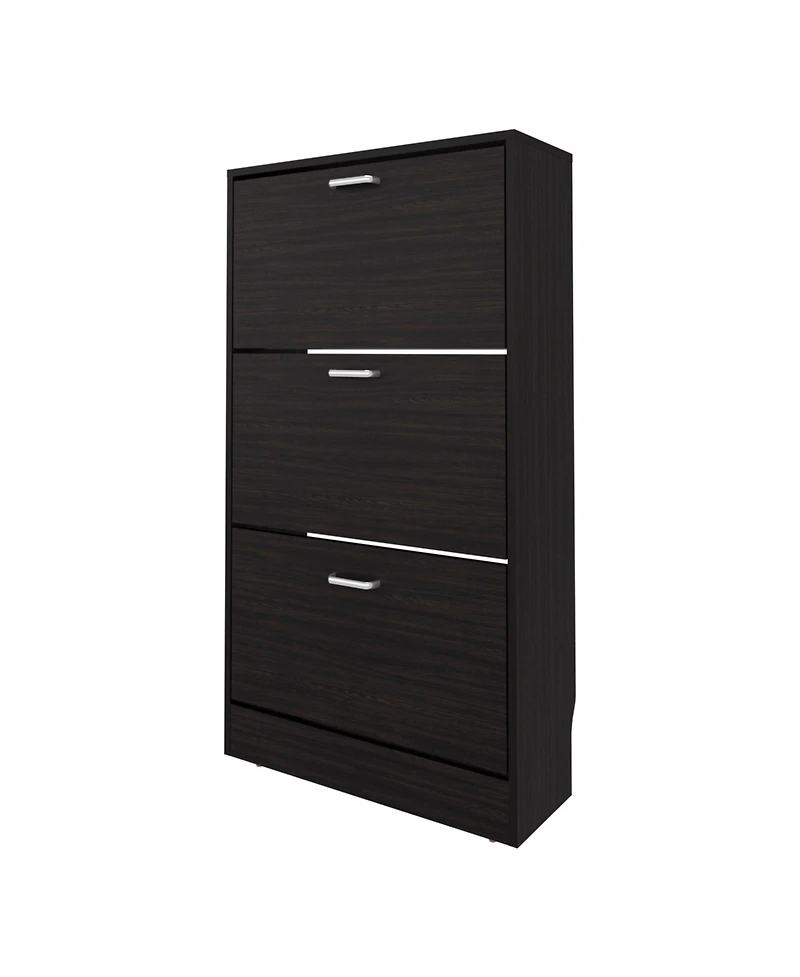 Fm Furniture Pieces Shoe Rack, 3 Flip-Down Compartments, Slim Vertical Design,Organizer,Wenge