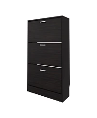 Fm Furniture Pieces Shoe Rack, 3 Flip-Down Compartments, Slim Vertical Design,Organizer,Wenge