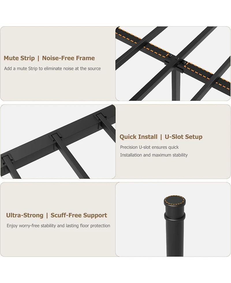 gaomon Bed Frame with Headboard and Footboard, Metal Twin w/Circular Design & Storage Space Under Bed, No Box Spring Required, Easy Assembly