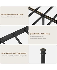 gaomon Bed Frame with Headboard and Footboard, Metal Twin w/Circular Design & Storage Space Under Bed, No Box Spring Required, Easy Assembly