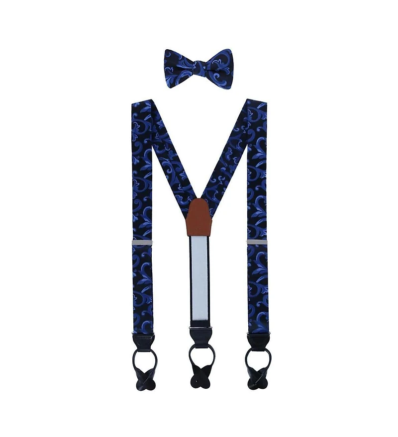 Trafalgar Men's Christian the Romantic Brocade Silk Suspenders and Bow Tie Set