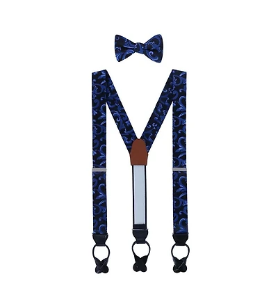 Trafalgar Men's Christian the Romantic Brocade Silk Suspenders and Bow Tie Set