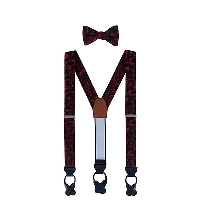 Trafalgar Men's Christian the Romantic Brocade Silk Suspenders and Bow Tie Set