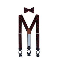 Trafalgar Men's Christian the Romantic Brocade Silk Suspenders and Bow Tie Set