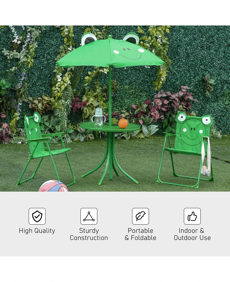 Hongge Folding Kids Picnic Table and Chair Set with Adjustable Umbrella
