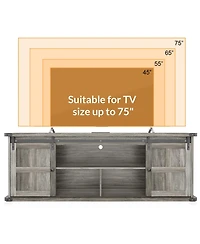 Gaomon 70" Farmhouse Tv Stand for 70/75/80" TVs, Entertainment Center with Power Outlets & Sliding Barn Door
