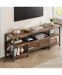 gaomon Industrial Tv Stand with 2 Drawers & Metal Frame, Vintage Style, Fit Up to 65 Inch TVs, Garage/Living Room