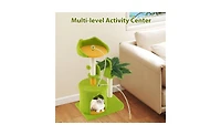 Aostirmotor High-Weight Capacity Cat Tree (22LBS), Tropical Palm Tree Design with Built-In Self-Groomer & Scratching Posts