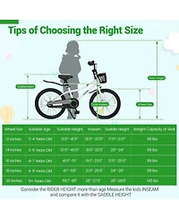 Mecale 20 Inch Kids Bike Adjustable with Kickstand and Storage Basket for Aged 8