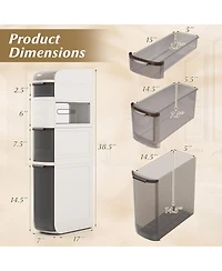 Volenca 5-Tier Narrow Bathroom Storage Cabinet with Drawers and Tissue Box Holder