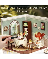 Robotime Miniature House Kit Diy Plastic House Building Toy Set with Led Tiny Store Making Kit Model Craft Hobby Unique Gift Sweet Sips Tea