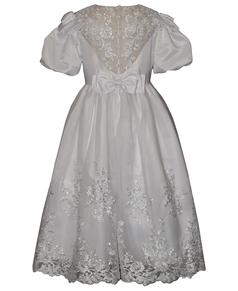 Bonnie Jean Girls' 7-16 Balloon-Sleeved Lace Applique Communion Dress