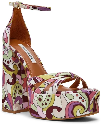 Steve Madden Women's Retro Strappy Block Heel Platform Dress Sandals