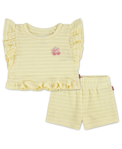 Levi's Baby Girls' Ruffle Top and Shorts, 2-Piece Set