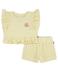 Levi's Baby Girls' Ruffle Top and Shorts, 2-Piece Set