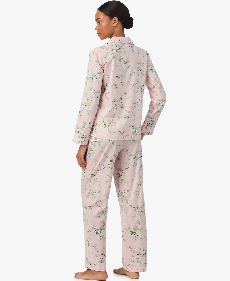 Lauren Ralph Long Sleeve Notch Collar Pajama Set