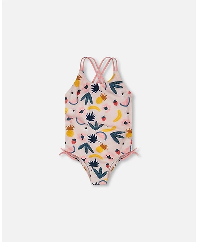 Deux par Girls One-Piece Swimsuit Pink Printed Fruits