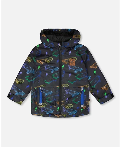 Deux par Little Boys Mid-Season Jacket Printed Skateboards