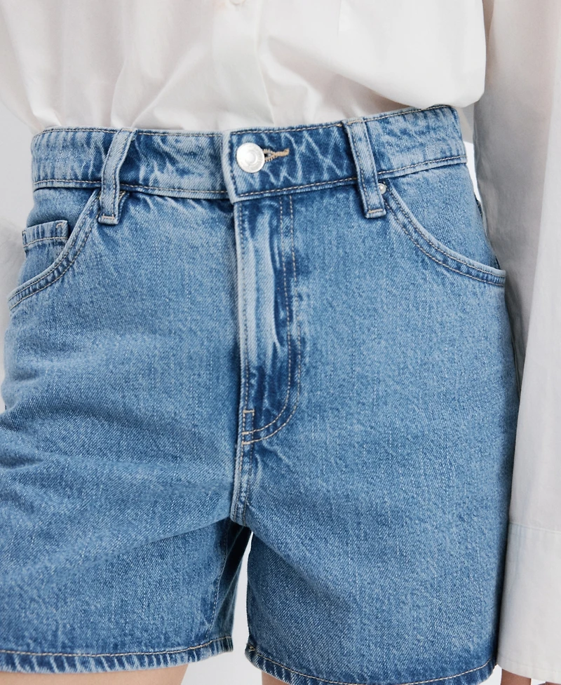 Mango Women's High-Waisted Straight-Fit Denim Shorts