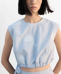 Mango Women's Embroidered Striped Top