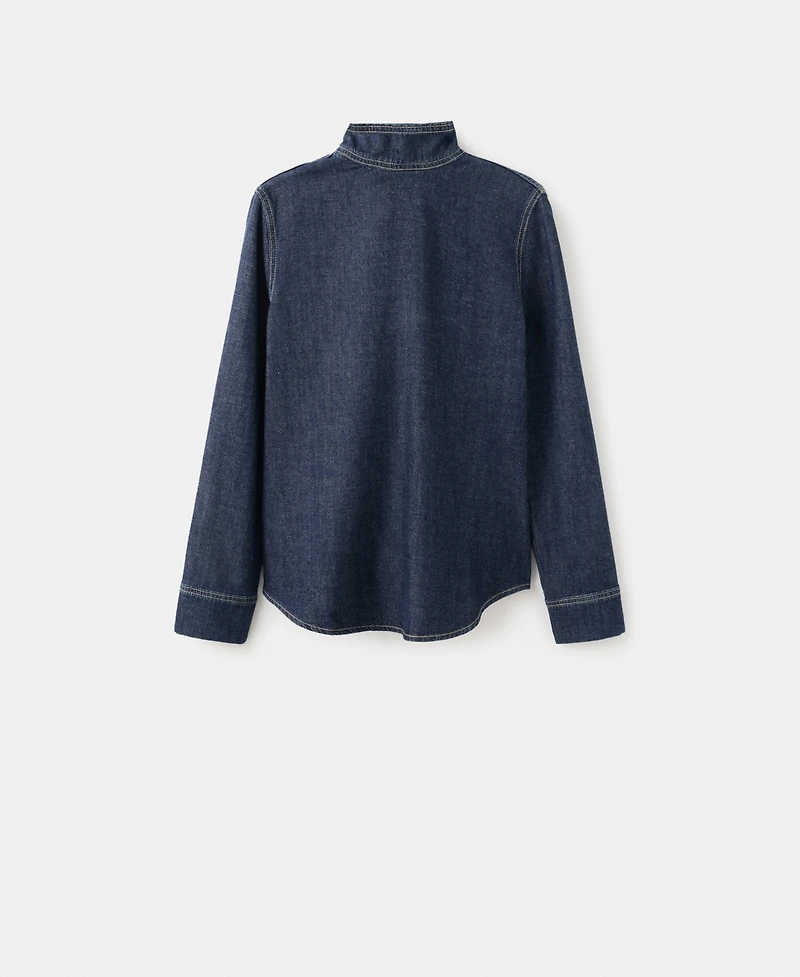 Mango Women's Tie Detail Denim Shirt