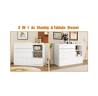 Changing Table Dresser, Baby Nursery Dresser with 5 Drawers and 2 Shelves, Baby Changing Table, Diaper Changing Station