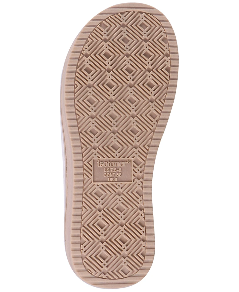 Isotoner Signature Women's Crochet Lace Adjustable Open-Toe Slide Platform Sandals