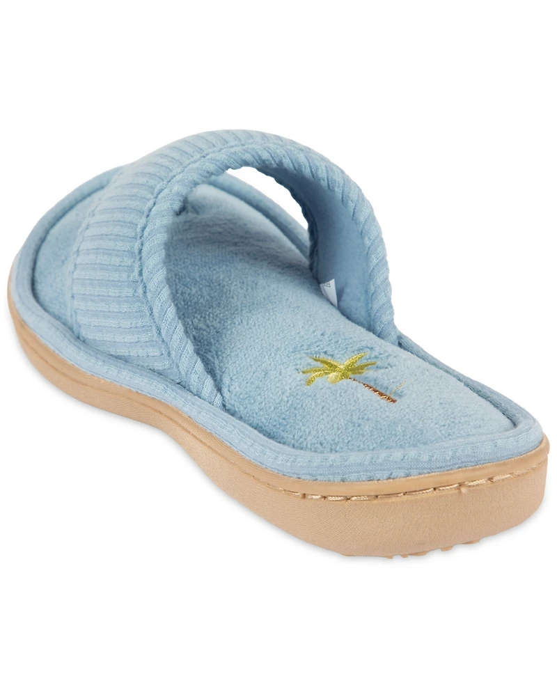 Isotoner Signature Women's Embroidered Seersucker Flip Flop Slippers