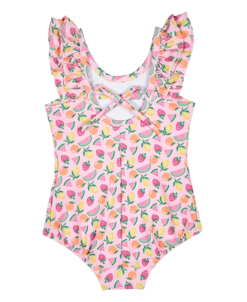 Florence Eiseman Little Girls Fruit Print Swimsuit With Ruffles