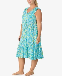 Ellen Tracy Plus Short-Sleeve Soft Bra Midi Jersey Nightgown