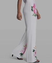 Karl Lagerfeld Paris Petite Mid Rise Floral Print Pants
