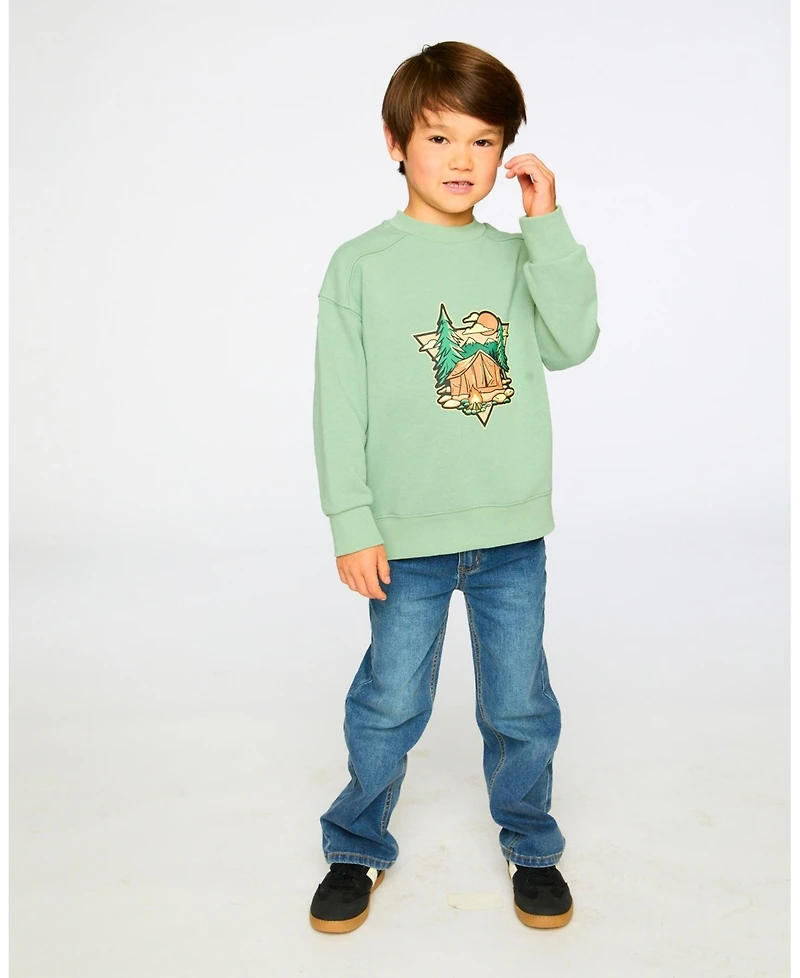 Deux par Toddler Boys French Terry Sweatshirt Pale Green
