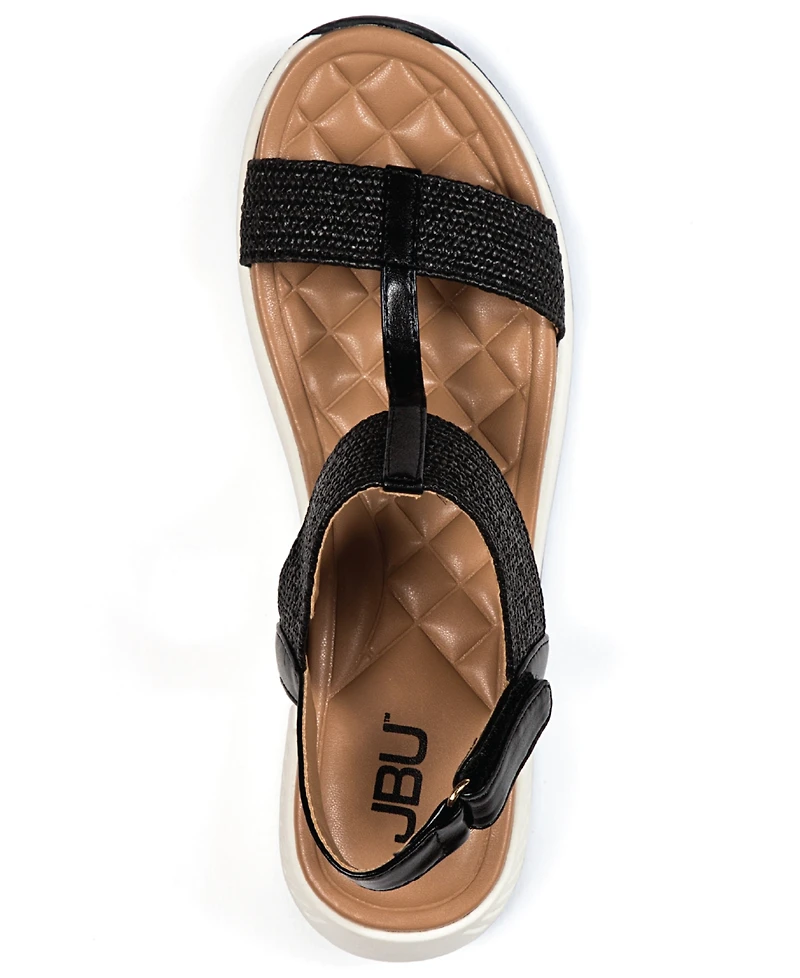 Jbu Women's Claire-Wide Round Toe Wedge Sandals