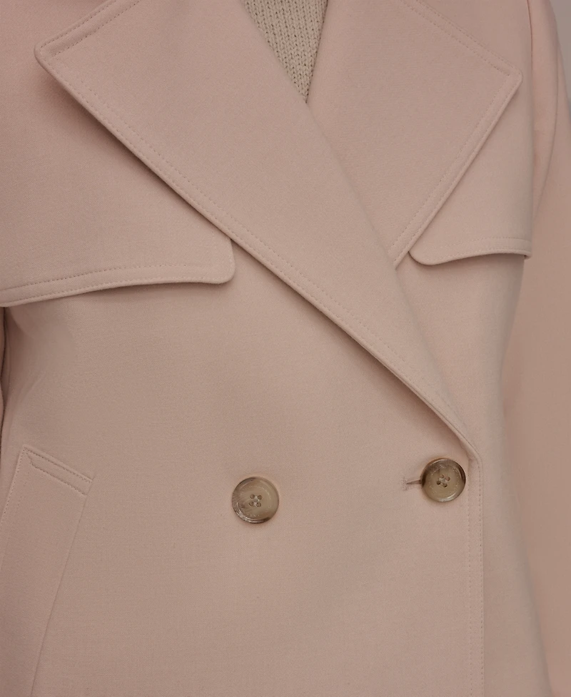 Donna Karan New York Women's Short Crepe Notch Collar Trench Coat