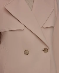 Donna Karan New York Women's Short Crepe Notch Collar Trench Coat