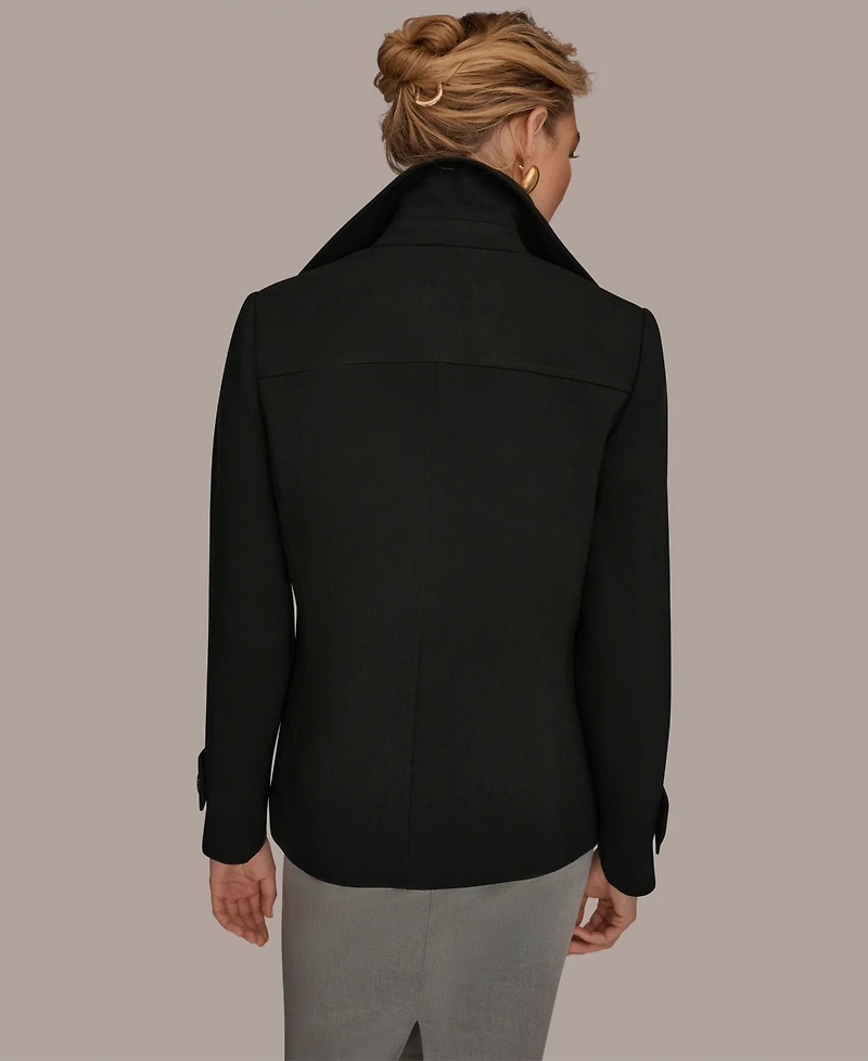 Donna Karan New York Women's Short Crepe Notch Collar Trench Coat