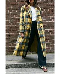 Nasty Gal Women's Checked Wool Blend Maxi Coat