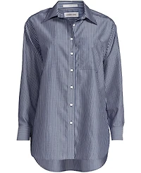 Lands' End Women's Oversized No Iron Tunic with Statement Collar Shirt