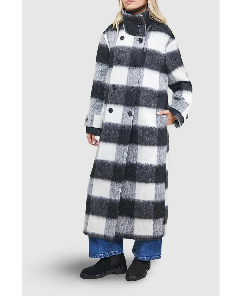 Oasis Women's Brushed Check Funnel Neck Coat