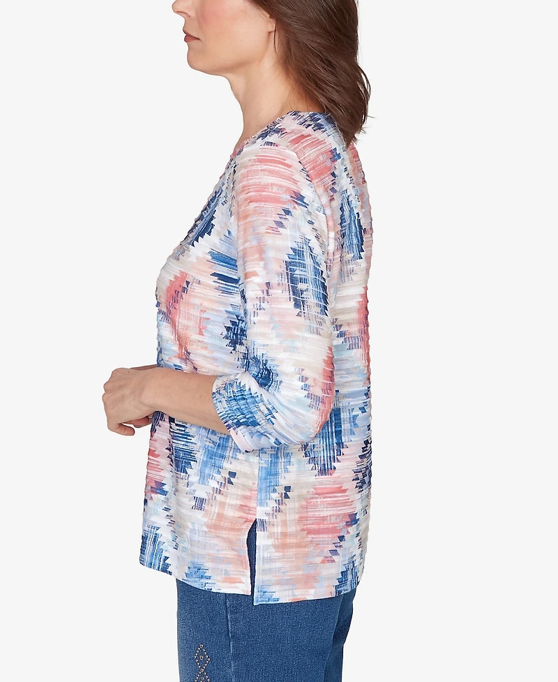 Alfred Dunner Women's Austin Aztec Diamond Knit Top
