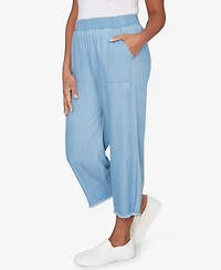 Alfred Dunner Women's Beachcomber Wide Leg Patch Pocket Ankle Pant