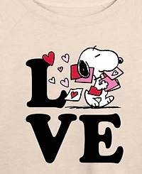 Hybrid Apparel Women's Peanuts Love Snoopy French Terry Long sleeve T-shirt