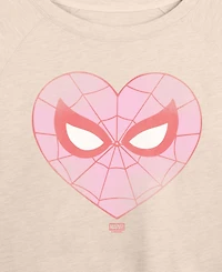 Hybrid Apparel Women's Spider-Man Heart Faded French Terry Long sleeve T-shirt