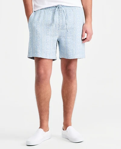 Sun + Stone Men's Aqua Geo Cotton Shorts, Macy's Exclusive