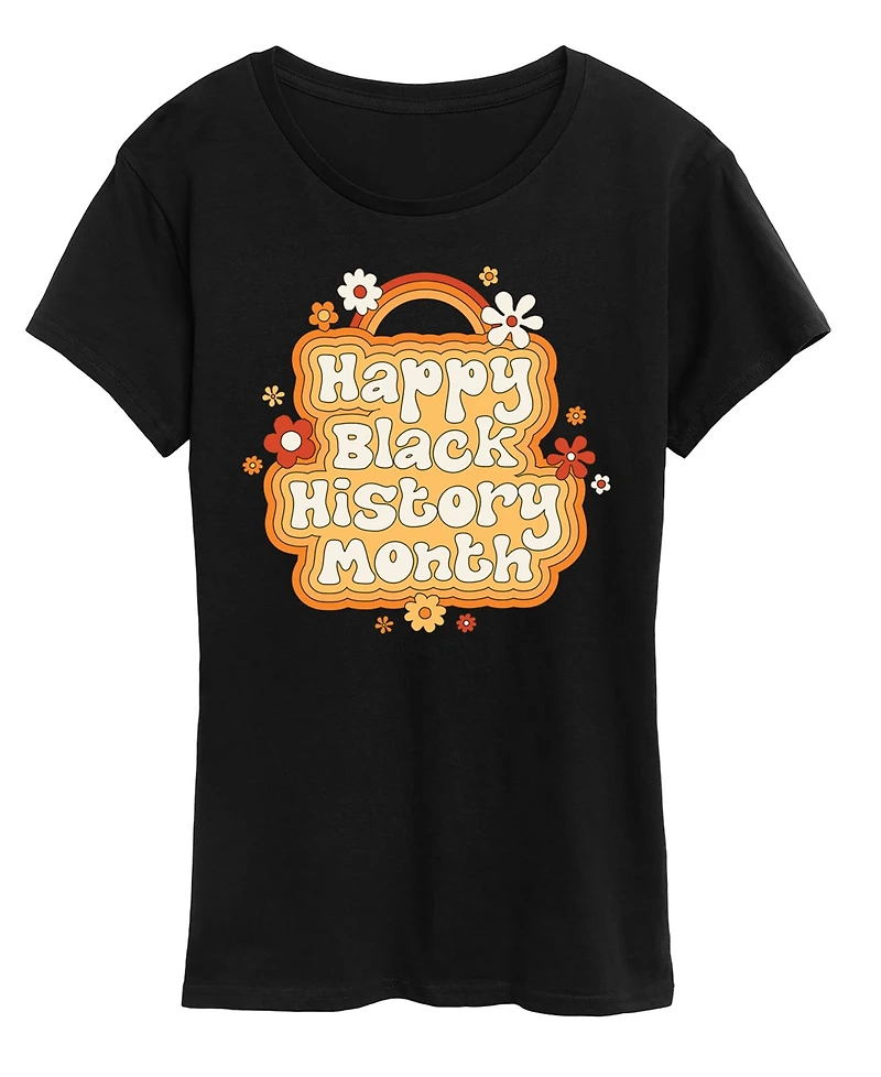 Hybrid Apparel Women's Instant Message Happy Black History Month Short Sleeve Graphic T-Shirt